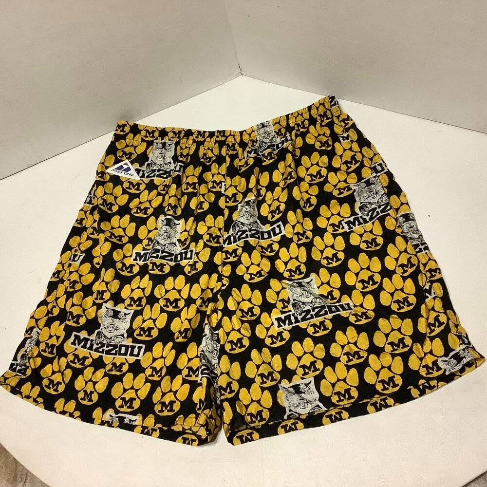 Vintage Apex One Varsity Missouri Mizzou Tigers Draw String Shorts Size Large